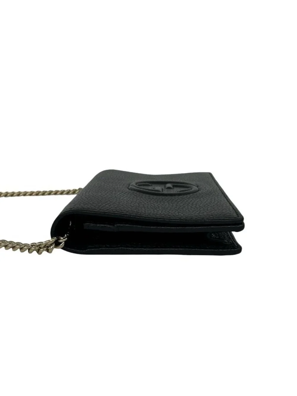 Gucci Soho Interlocking G Leather Chain Wallet on Shoulder Bag Black